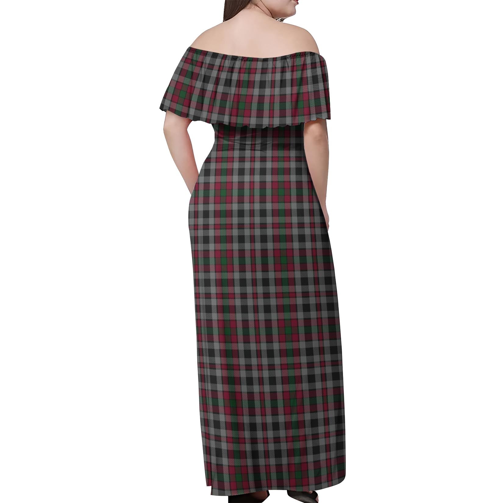 Borthwick Tartan Off Shoulder Long Dress - Tartanvibesclothing