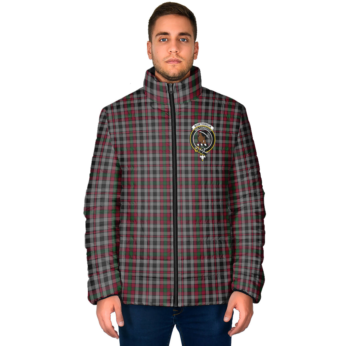 Borthwick Tartan Padded Jacket with Family Crest - Tartan Vibes Clothing