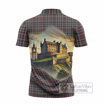 Borthwick Tartan Family Crest Zipper Polo Shirt with Scottish Ancient Castle Style - Tartan Vibes Clothing