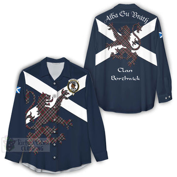 Borthwick Tartan Lion Rampant Women's Casual Shirt Proudly Display Your Heritage with Alba Gu Brath and Clan Name - Tartan Vibes Clothing