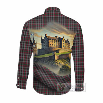 Borthwick Tartan Family Crest Long Sleeve Button Shirt with Scottish Ancient Castle Style Men's Shirt - Tartan Vibes Clothing