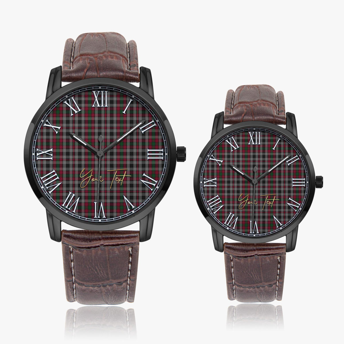 Borthwick Tartan Personalized Your Text Leather Trap Quartz Watch - Tartan Vibes Clothing