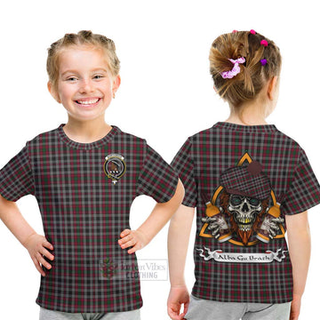 Borthwick Tartan Kid T-Shirt with Family Crest and Bearded Skull Holding Bottles of Whiskey - Tartan Vibes Clothing