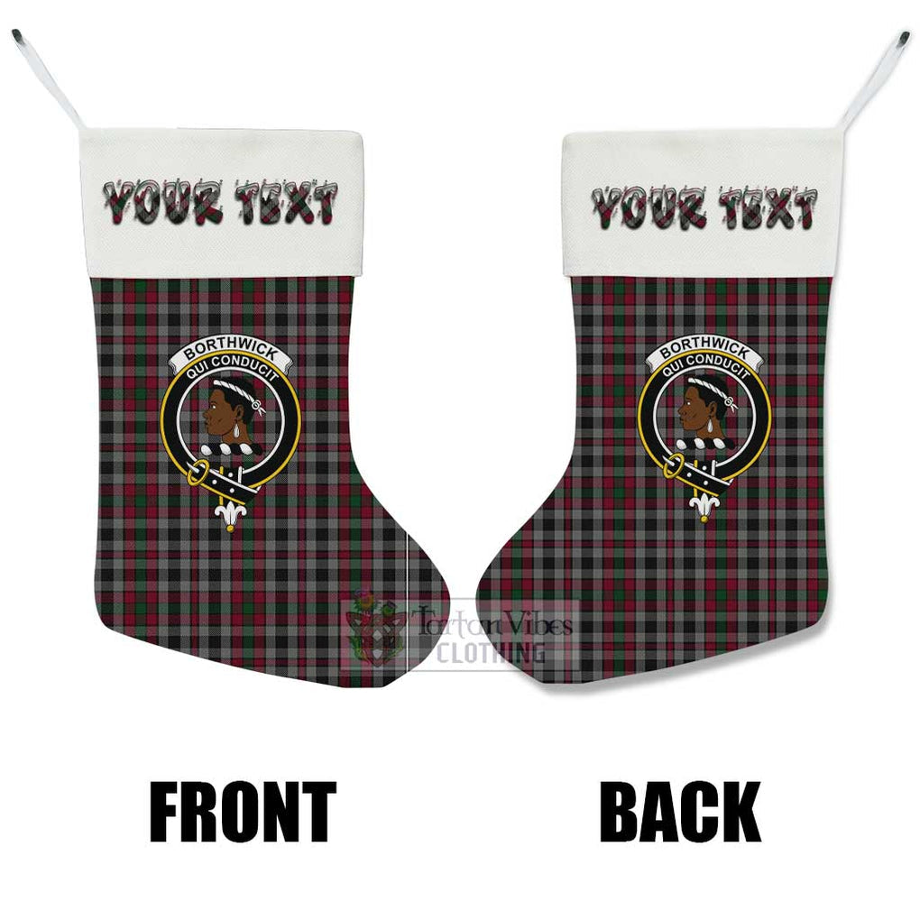 Borthwick Tartan Family Crest Christmas Stocking with Personalized Text - Tartan Vibes Clothing