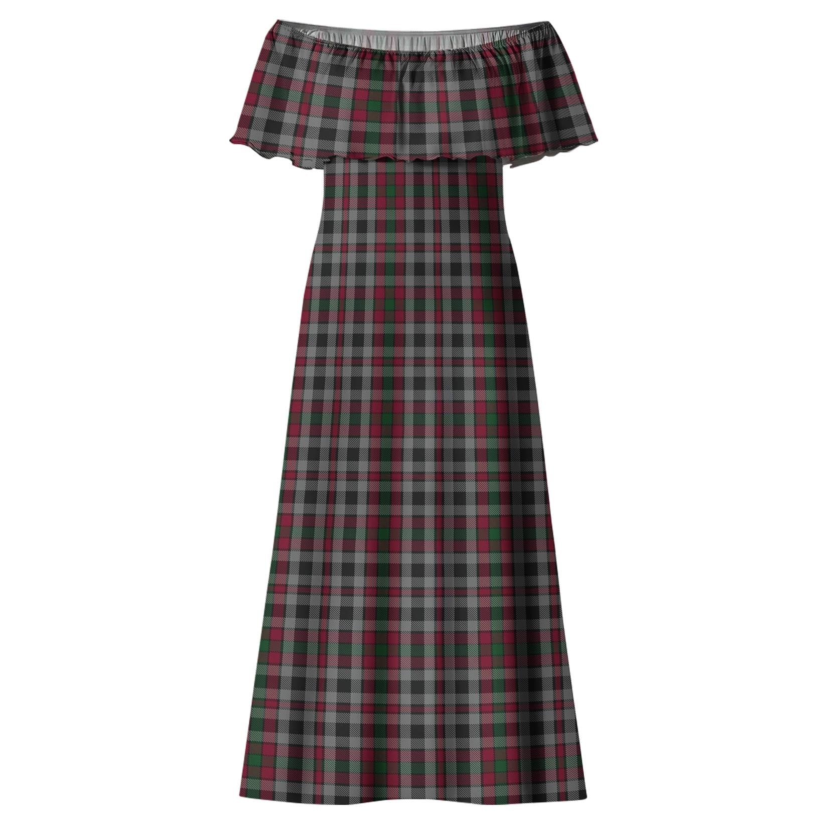 Borthwick Tartan Off Shoulder Long Dress - Tartanvibesclothing