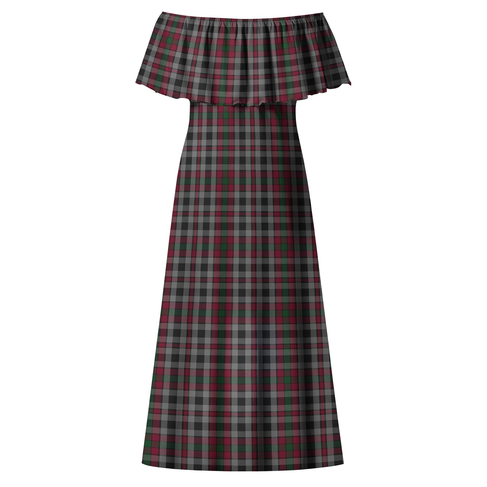 Borthwick Tartan Off Shoulder Long Dress - Tartanvibesclothing