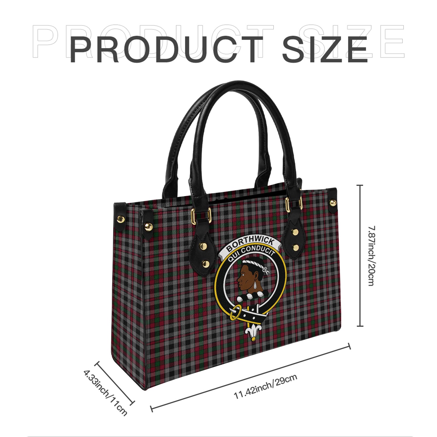 Borthwick Tartan Leather Bag with Family Crest - Tartanvibesclothing