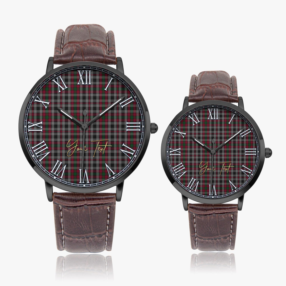 Borthwick Tartan Personalized Your Text Leather Trap Quartz Watch - Tartan Vibes Clothing