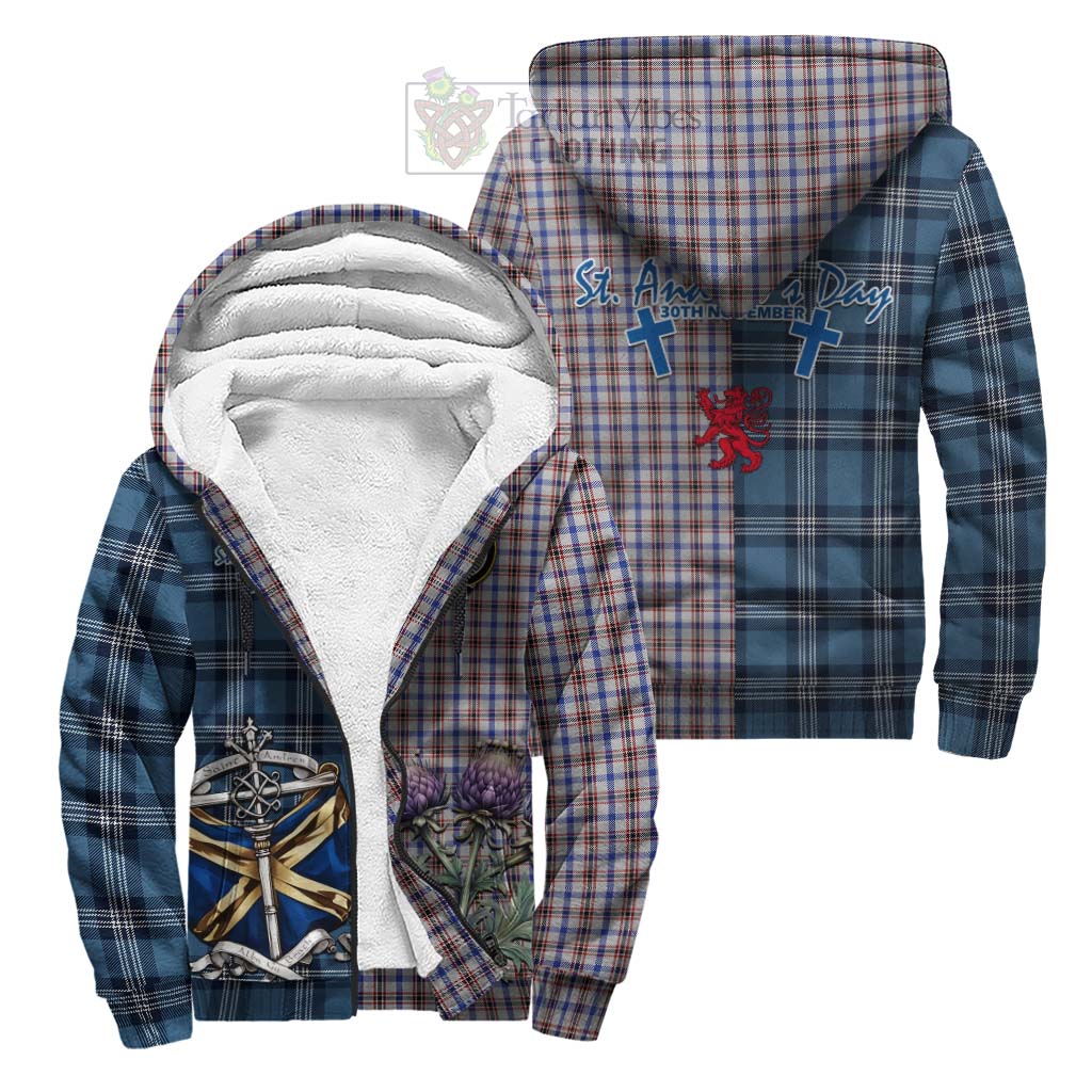 Tartan Vibes Clothing Boswell Tartan Sherpa Hoodie Happy St. Andrew's Day Half Tartan Style