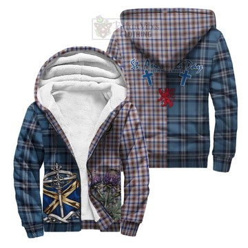 Boswell Tartan Sherpa Hoodie Happy St. Andrew's Day Half Tartan Style