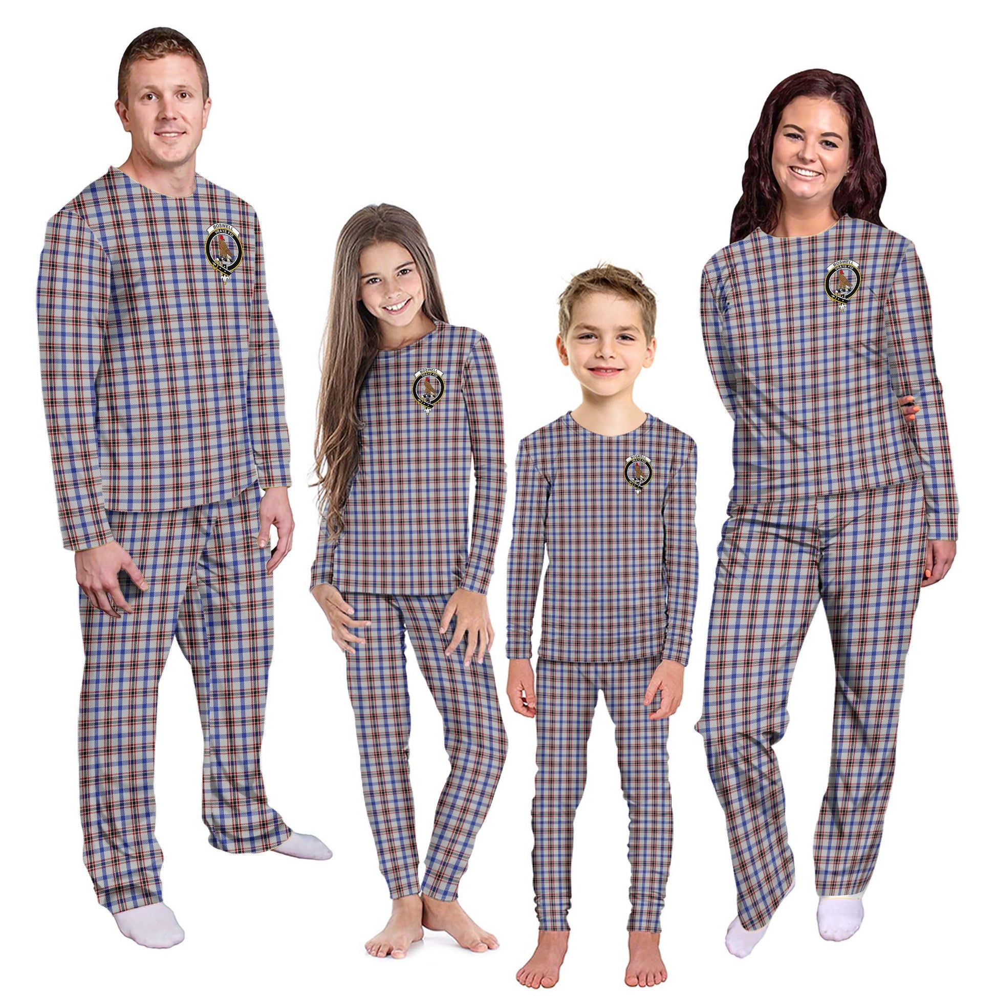 Boswell Tartan Pajamas Family Set with Family Crest Kid - Tartan Vibes Clothing