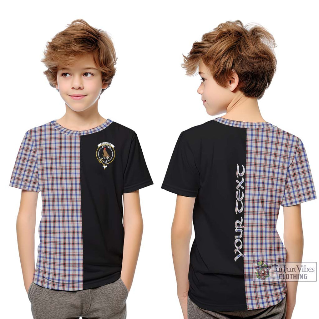 Boswell Tartan Kid T-Shirt with Family Crest and Half Of Me Style Youth XL Size14 - Tartanvibesclothing Shop