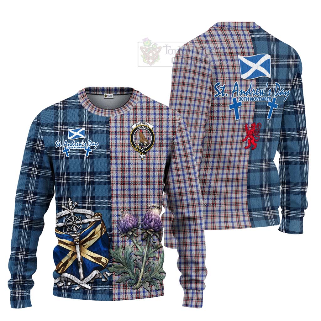 Tartan Vibes Clothing Boswell Tartan Knitted Sweater Happy St. Andrew's Day Half Tartan Style