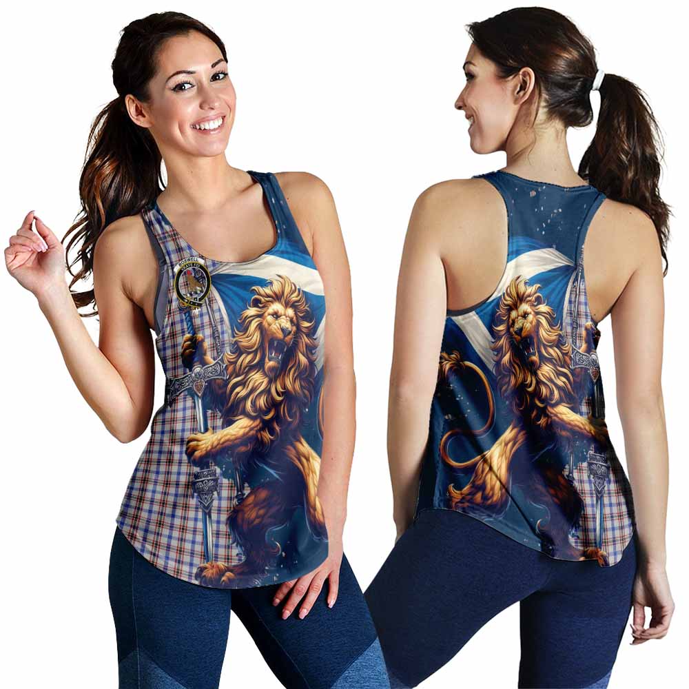 Tartan Vibes Clothing Boswell Tartan Family Crest Women's Racerback Tanks with Scottish Majestic Lion