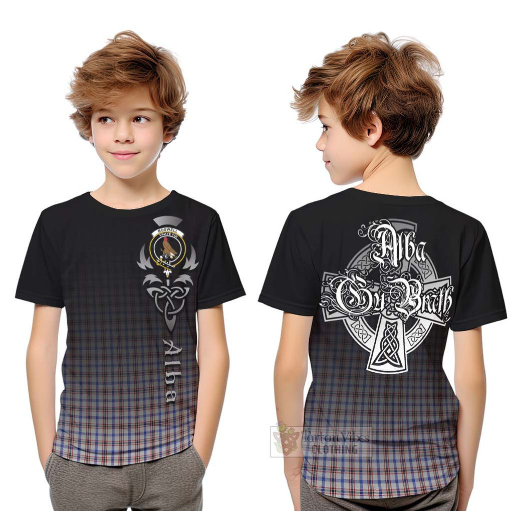 Tartan Vibes Clothing Boswell Tartan Kid T-Shirt Featuring Alba Gu Brath Family Crest Celtic Inspired