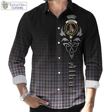 Boswell Tartan Long Sleeve Button Up Featuring Alba Gu Brath Family Crest Celtic Inspired