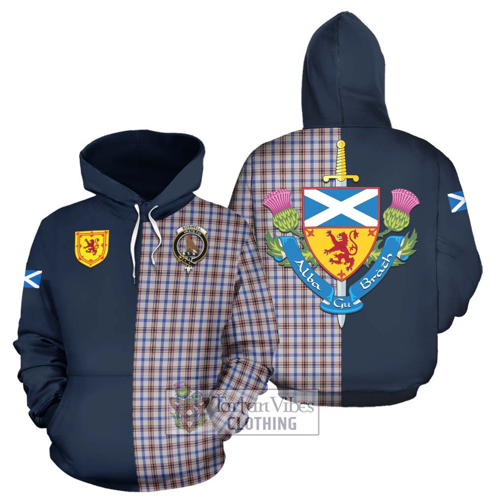 Tartan Vibes Clothing Boswell Tartan Hoodie with Scottish Lion Royal Arm Half Style