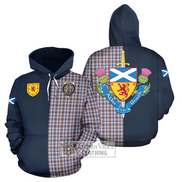 Boswell Tartan Hoodie Alba with Scottish Lion Royal Arm Half Style