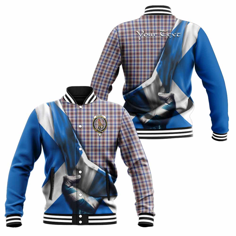 Tartan Vibes Clothing Boswell Tartan Baseball Jacket with Family Crest Scotland Patriotic Style