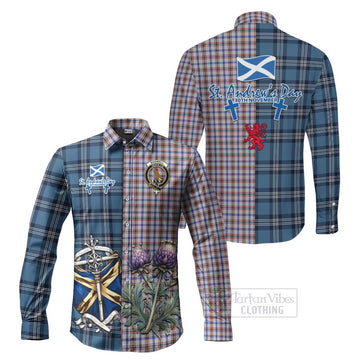 Boswell Tartan Long Sleeve Button Shirt Happy St. Andrew's Day Half Tartan Style