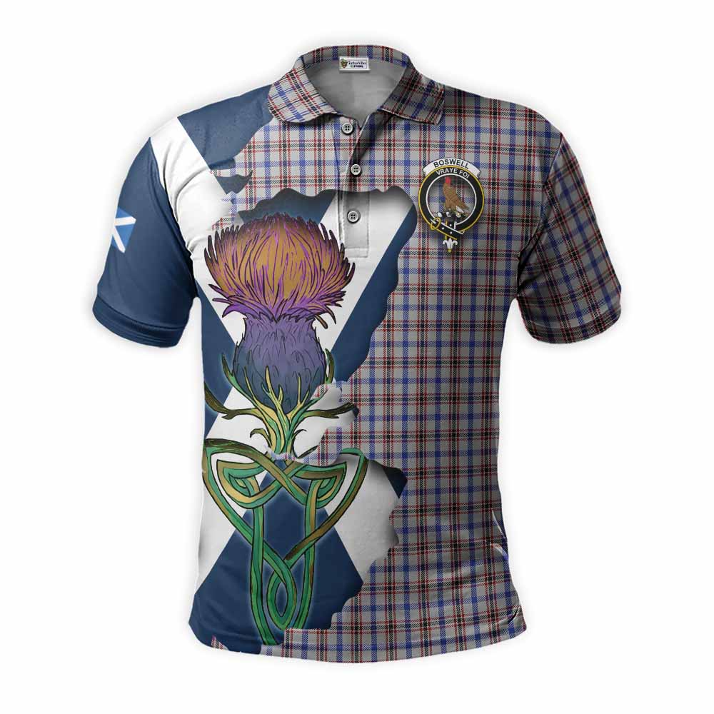 Boswell Tartan Family Crest Polo Shirt Scottish Thistle Celtic Inspired Kid - Tartan Vibes Clothing