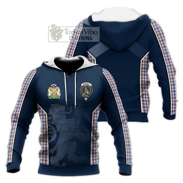 Boswell Tartan Knitted Hoodie with Family Crest and Lion Rampant Vibes Sport Style