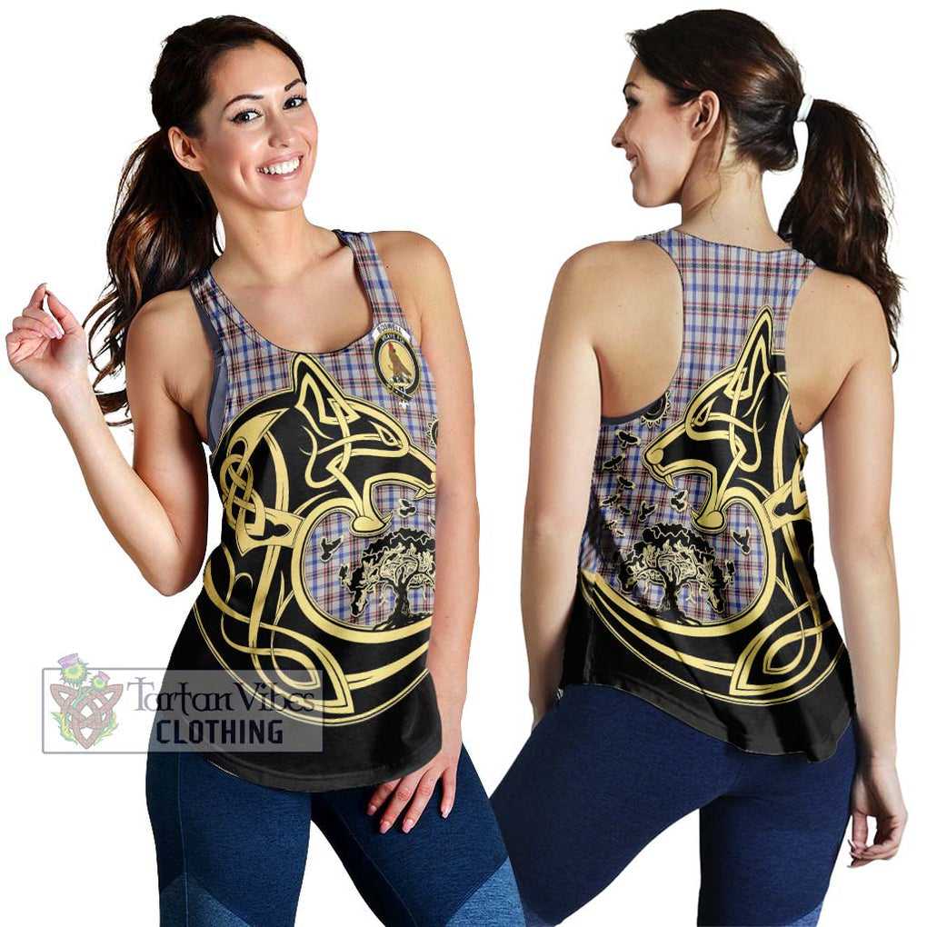 Boswell Tartan Women's Racerback Tanks with Family Crest Celtic Wolf Style 4XL - Tartan Vibes Clothing