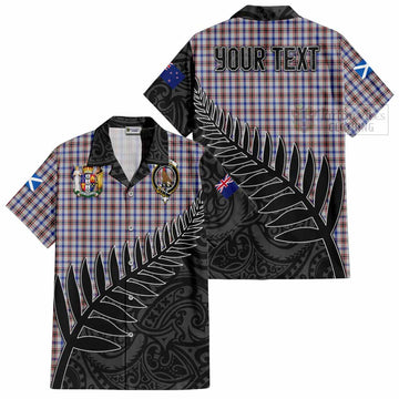 Boswell Crest Tartan Short Sleeve Button Shirt with New Zealand Silver Fern Half Style