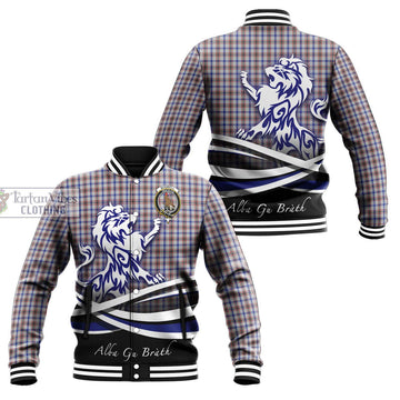 Boswell Tartan Baseball Jacket with Alba Gu Brath Regal Lion Emblem