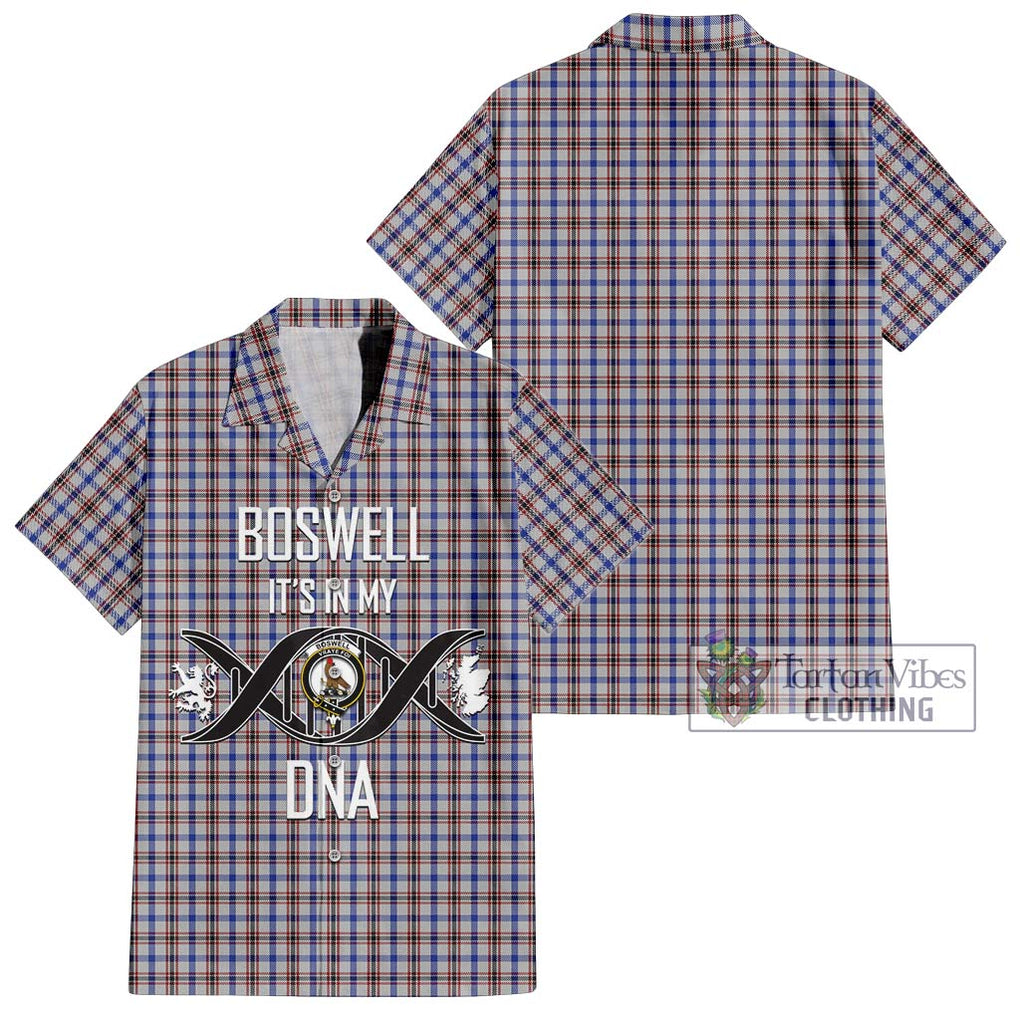 Boswell Tartan Short Sleeve Button Shirt with Family Crest DNA In Me Style Kid - Tartanvibesclothing Shop