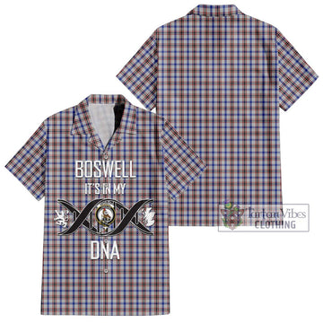 Boswell Tartan Short Sleeve Button Shirt with Family Crest DNA In Me Style