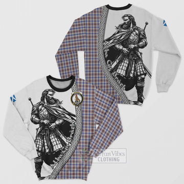 Boswell Tartan Clan Crest Sweatshirt with Highlander Warrior Celtic Style