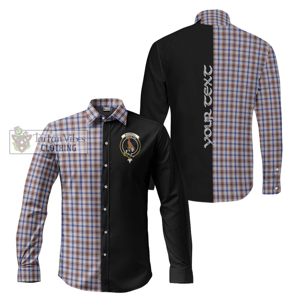 Boswell Tartan Long Sleeve Button Shirt with Family Crest and Half Of Me Style Men's Shirt S - Tartanvibesclothing Shop