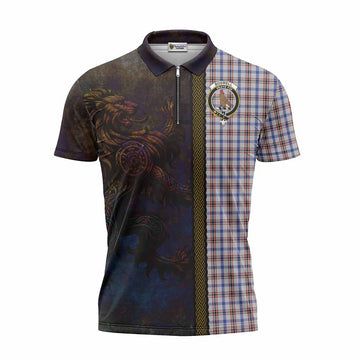 Boswell Tartan Family Crest Zipper Polo Shirt Alba Gu Brath Be Brave Lion Ancient Style Unisex - Tartan Vibes Clothing