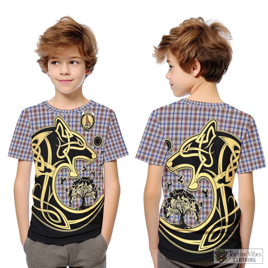 Boswell Tartan Kid T-Shirt with Family Crest Celtic Wolf Style Youth XL Size14 - Tartan Vibes Clothing