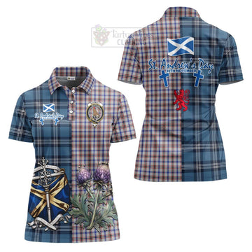 Boswell Tartan Women's Polo Shirt Happy St. Andrew's Day Half Tartan Style