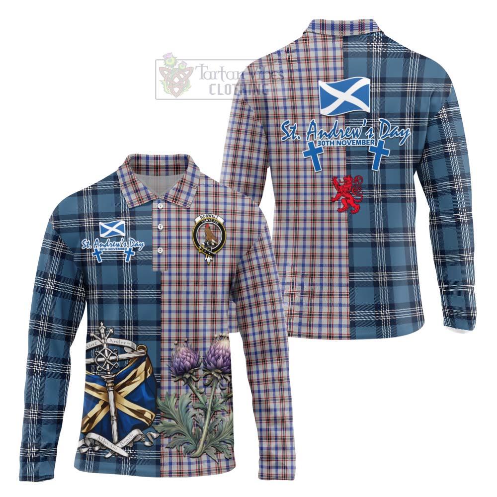 Tartan Vibes Clothing Boswell Tartan Long Sleeve Polo Shirt Happy St. Andrew's Day Half Tartan Style