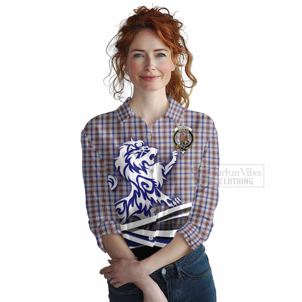 Tartan Vibes Clothing Boswell Tartan Women's Casual Shirt with Alba Gu Brath Regal Lion Emblem