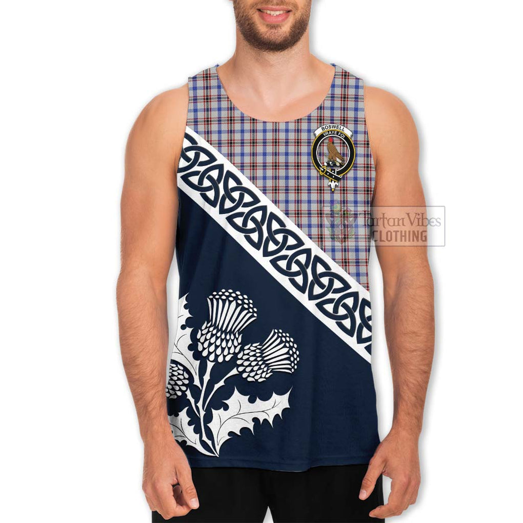 Tartan Vibes Clothing Boswell Tartan Men's Tank Top Featuring Thistle and Scotland Map