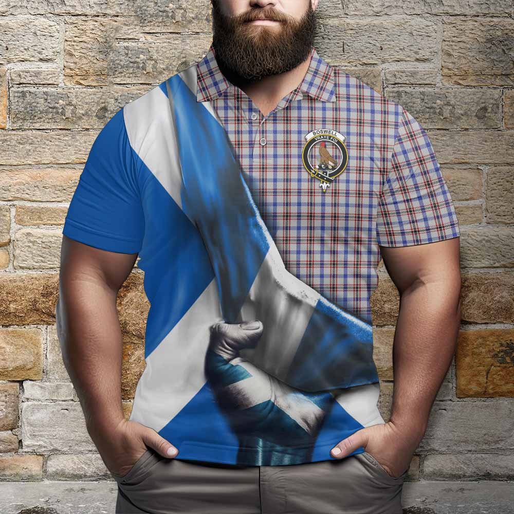 Tartan Vibes Clothing Boswell Tartan Polo Shirt with Family Crest Scotland Patriotic Style