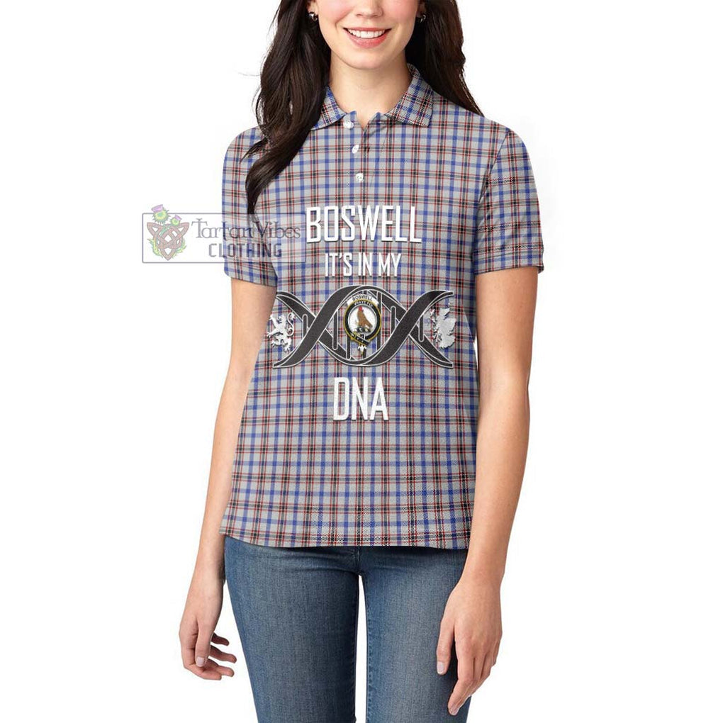 Boswell Tartan Women's Polo Shirt with Family Crest DNA In Me Style Women - Tartanvibesclothing Shop