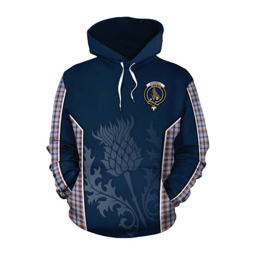 Boswell Tartan Cotton Hoodie with Family Crest and Scottish Thistle Vibes Sport Style