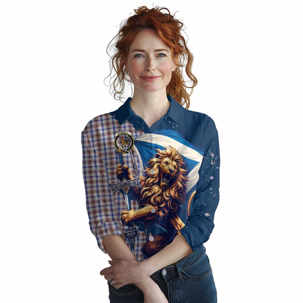 Tartan Vibes Clothing Boswell Tartan Family Crest Women's Casual Shirt with Scottish Majestic Lion