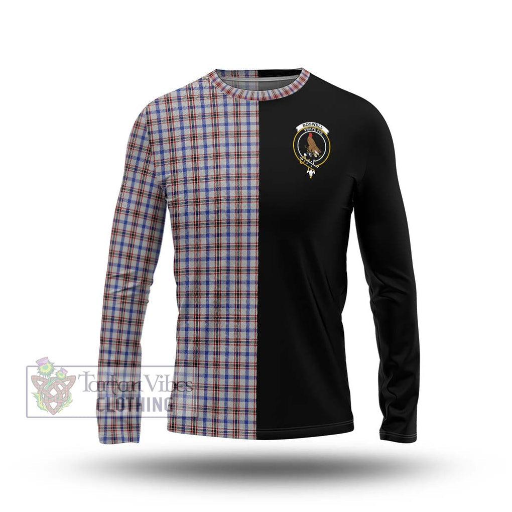 Boswell Tartan Long Sleeve T-Shirt with Family Crest and Half Of Me Style Unisex - Tartanvibesclothing Shop