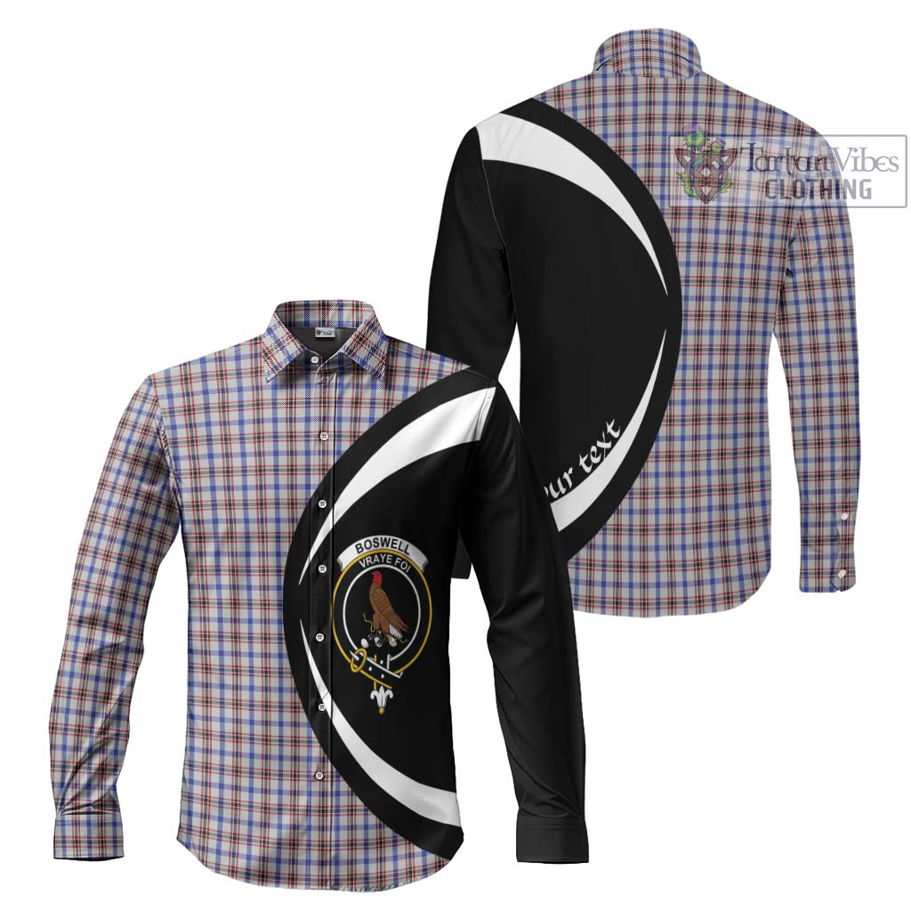 Boswell Tartan Long Sleeve Button Up with Family Crest Circle Style Men's Shirt S - Tartan Vibes Clothing