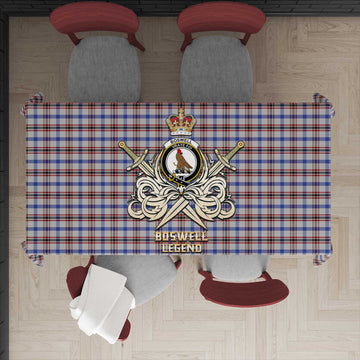 Boswell Tartan Tablecloth with Clan Crest and the Golden Sword of Courageous Legacy