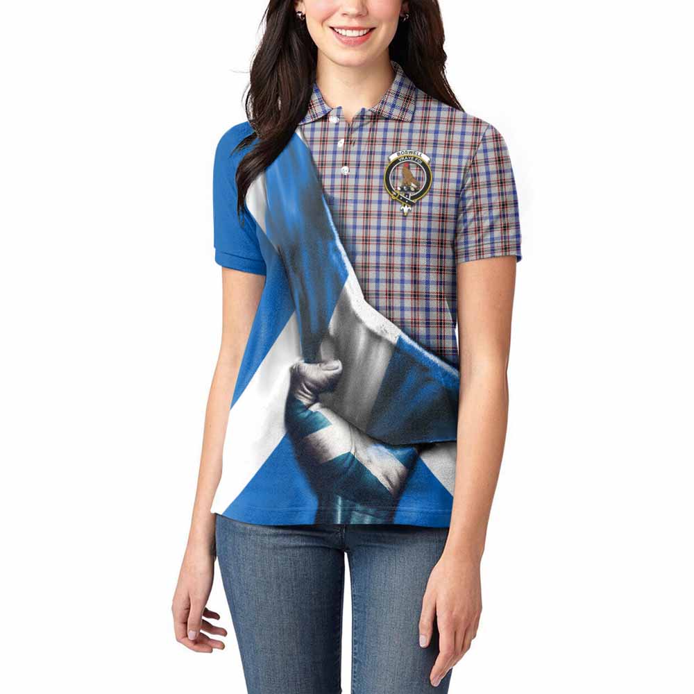 Tartan Vibes Clothing Boswell Tartan Women's Polo Shirt with Family Crest Scotland Patriotic Style