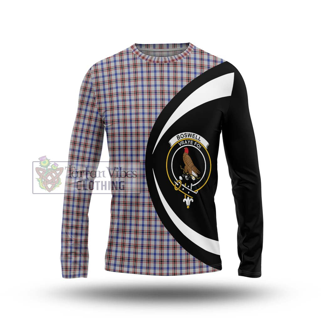 Boswell Tartan Long Sleeve T-Shirt with Family Crest Circle Style Unisex - Tartan Vibes Clothing