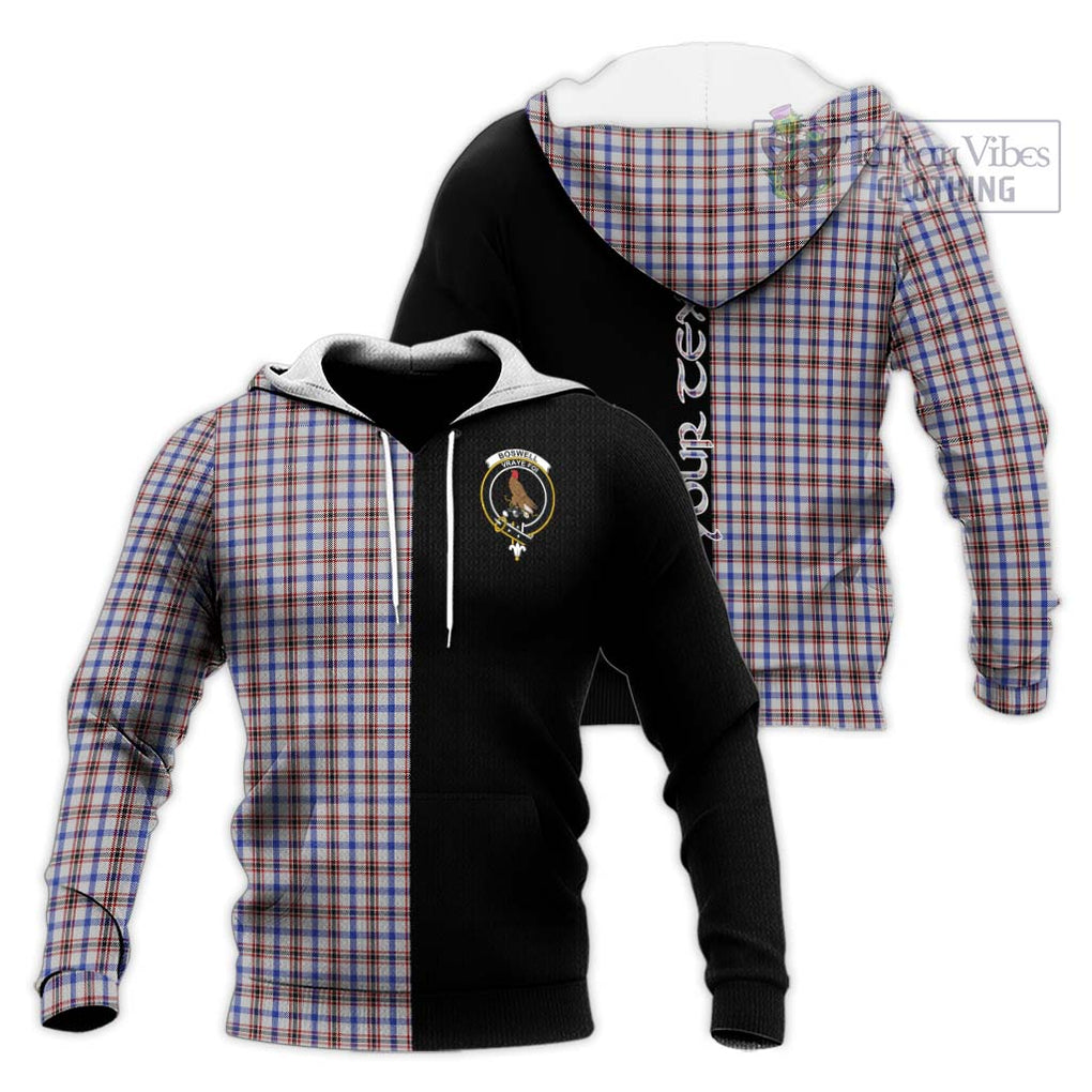 Boswell Tartan Knitted Hoodie with Family Crest and Half Of Me Style Unisex Knitted Pullover Hoodie - Tartanvibesclothing Shop