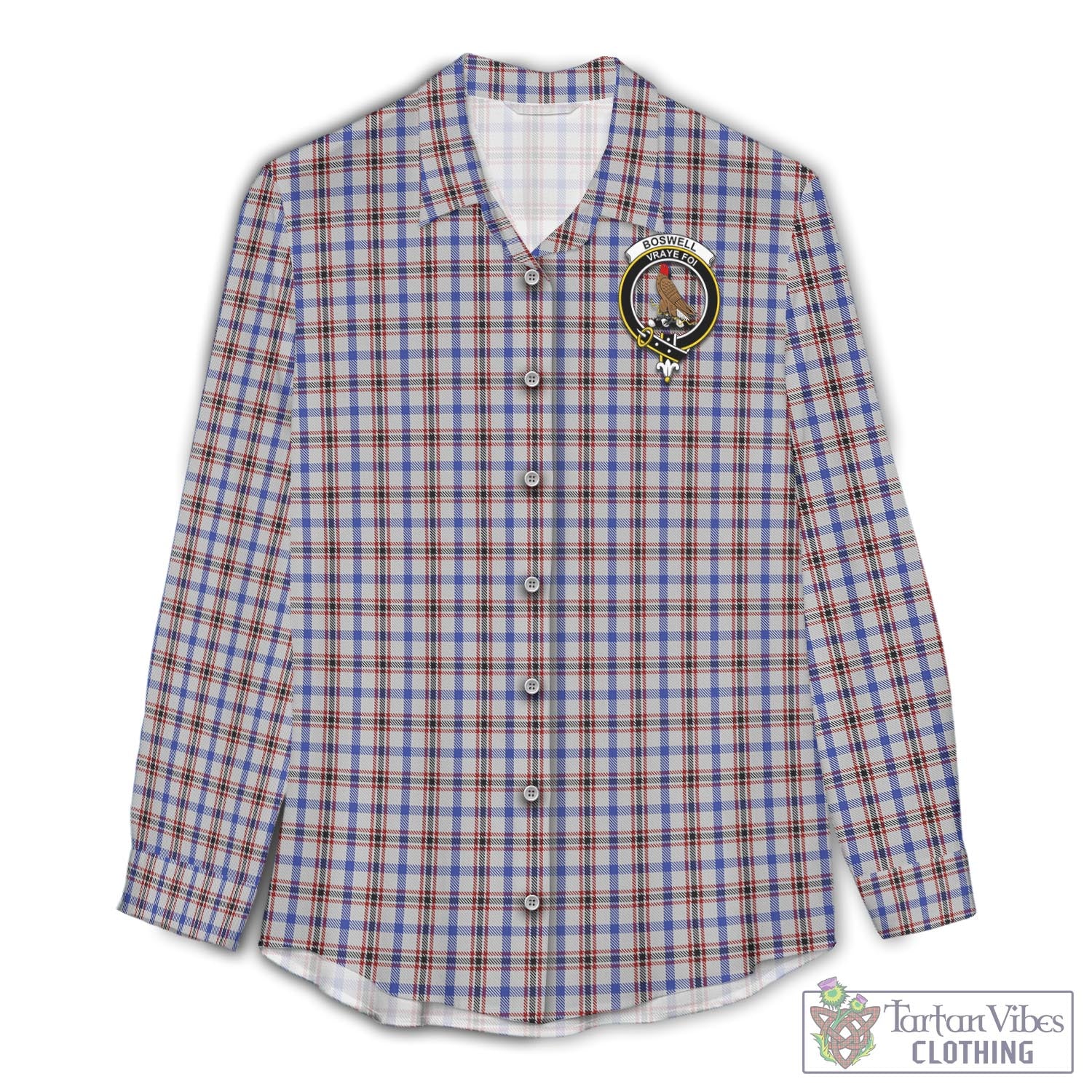 Tartan Vibes Clothing Boswell Tartan Womens Casual Shirt with Family Crest